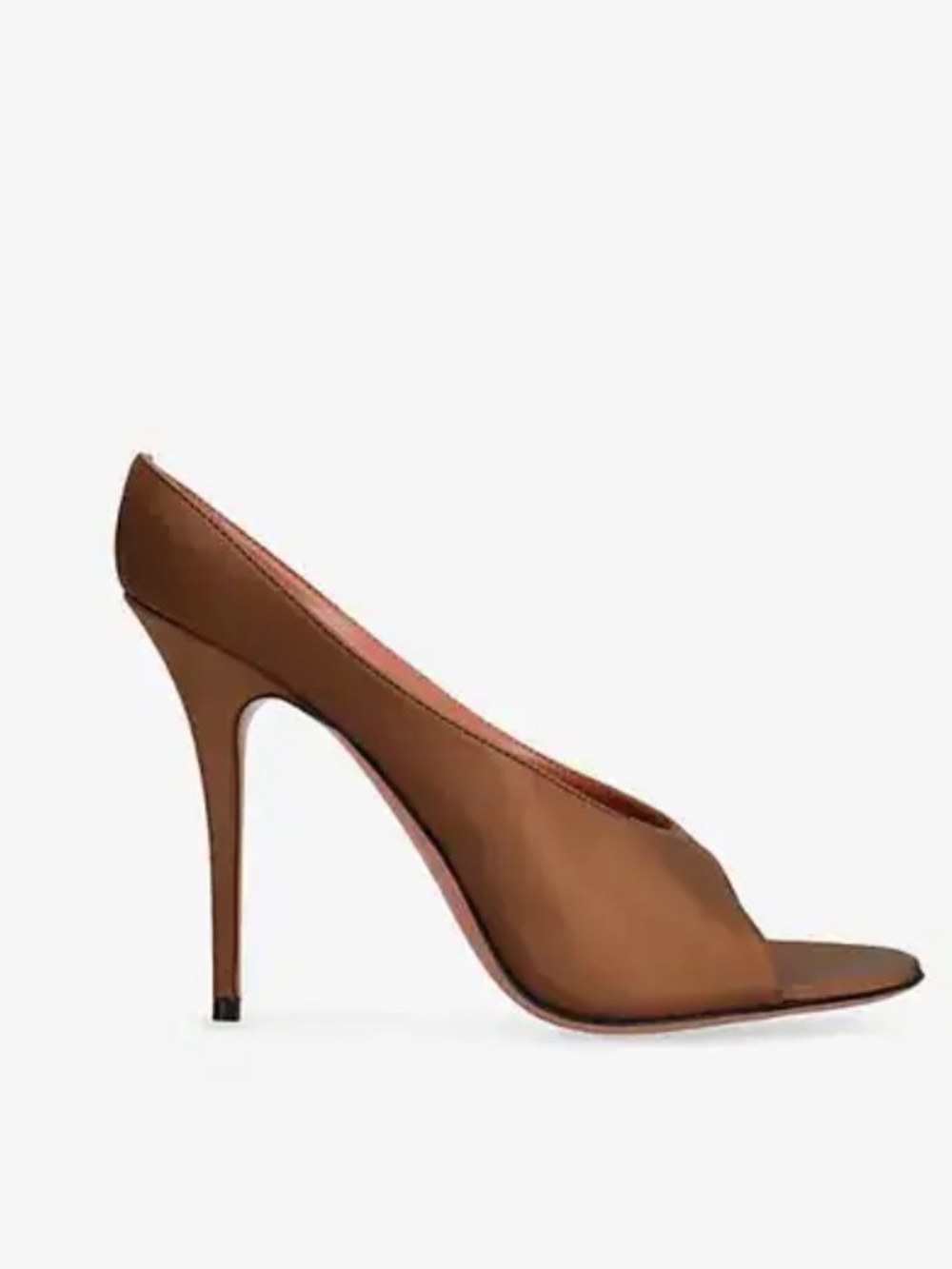 AMINA MUADDI Anok Slipper 105 Satin Heeled Courts in Mocha! Size 39/8